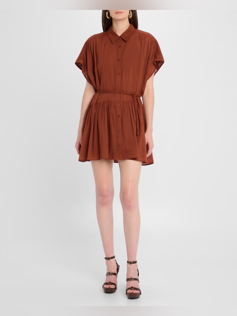 Apiece Apart Agnezca Mini Dress XXS in Smoked Paprika